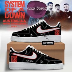 System Of A Down And Faith No More Australia x New Zealand Tour Signed Air Force 1 Shoes Sneakers, Music Artist AF1 Shoes System OF A Down And Faith NO More Australia X New Zealand Tour Signed Air Force 1 Shoes Sneakers