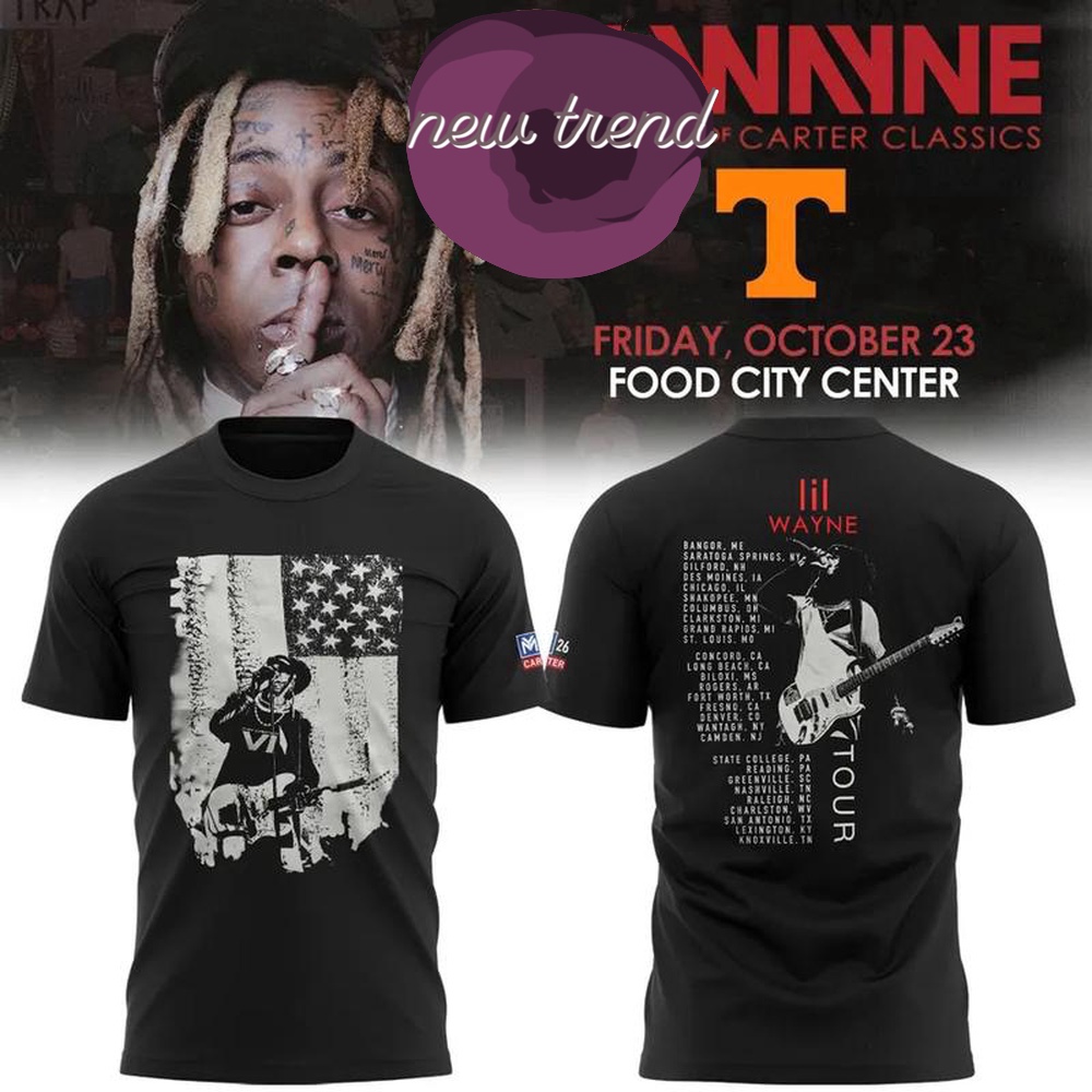 Tennessee Volunteers x Lil Wayne 20 Years of Carter Classics live in Tennessee 2026 Limited T Shirt, Popular 3D Music Tee Tennessee Volunteers x Lil Wayne 20 Years of Carter Classics live in Tennessee 2026 Limited T Shirt, Popular 3D Music Tee