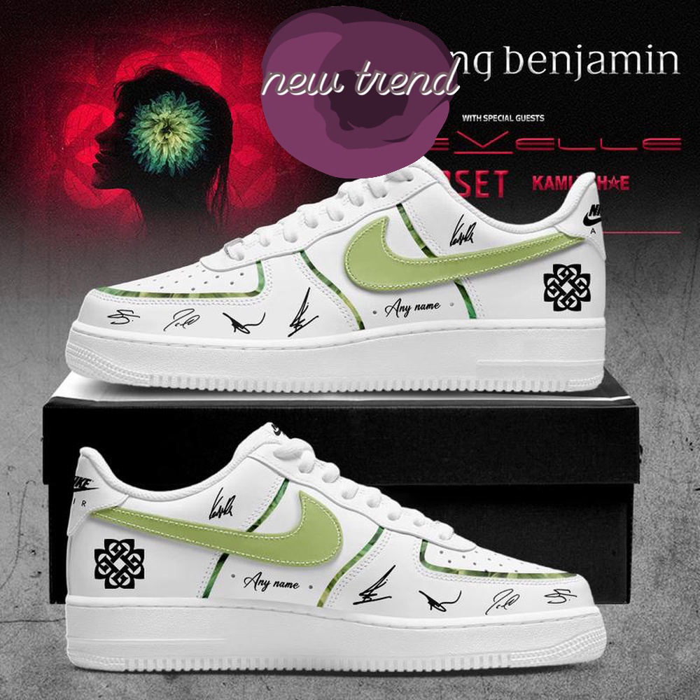 Breaking Benjamin North American World Tour 2026 Limited Edition White Air Force 1 Shoes Sneakers, Music Artist AF1 Shoes Breaking Benjamin North American World Tour 2026 Limited Edition White Air Force 1 Shoes Sneakers, Music Artist AF1 Shoes