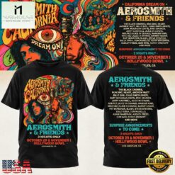 Aerosmith California Dream On 2026 Hollywood Bowl Graphic Schrdule T Shirt, Popular 3D Music Tee Aerosmith California Dream ON 2026 Hollywood Bowl Graphic Schrdule T Shirt