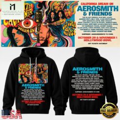 Aerosmith California Dream On Tour Black Hoodie, Popular 3D Music Tee Aerosmith California Dream ON Tour Black Hoodie