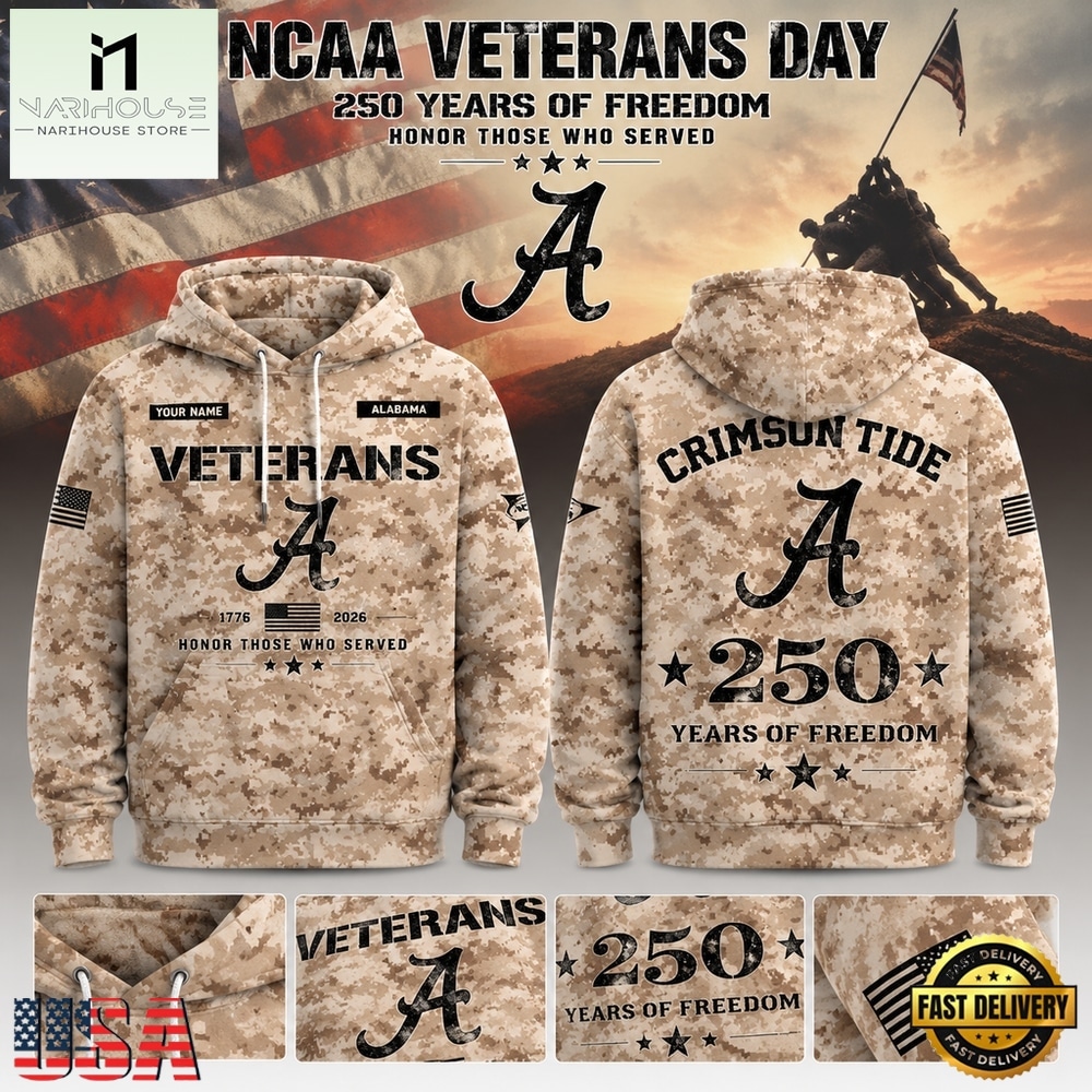 Alabama Crimson Tide Veterans Day 2026 250 Years of Freedom Personalized Hoodie, Hot 3D Shirt Trend Alabama Crimson Tide Veterans Day 2026 250 Years of Freedom Personalized Hoodie, Hot 3D Shirt Trend