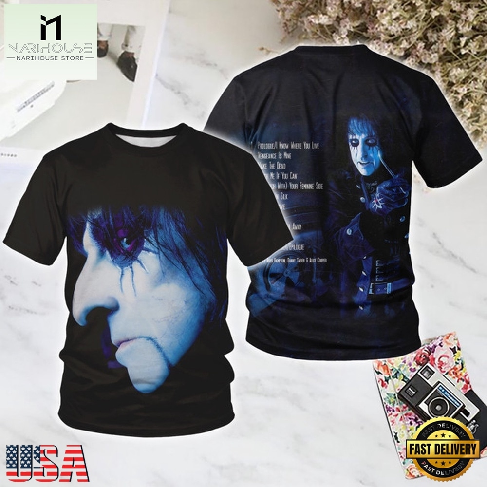 Alice Cooper Along Came a Spider All Over Print T Shirt, Popular 3D Music Tee Alice Cooper Along Came a Spider All Over Print T Shirt, Popular 3D Music Tee