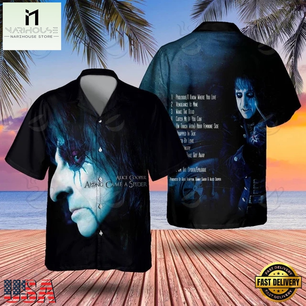 Alice Cooper ALONG CAME A SPIDER Hawaiian Shirt Alice Cooper ALONG CAME A SPIDER Hawaiian Shirt