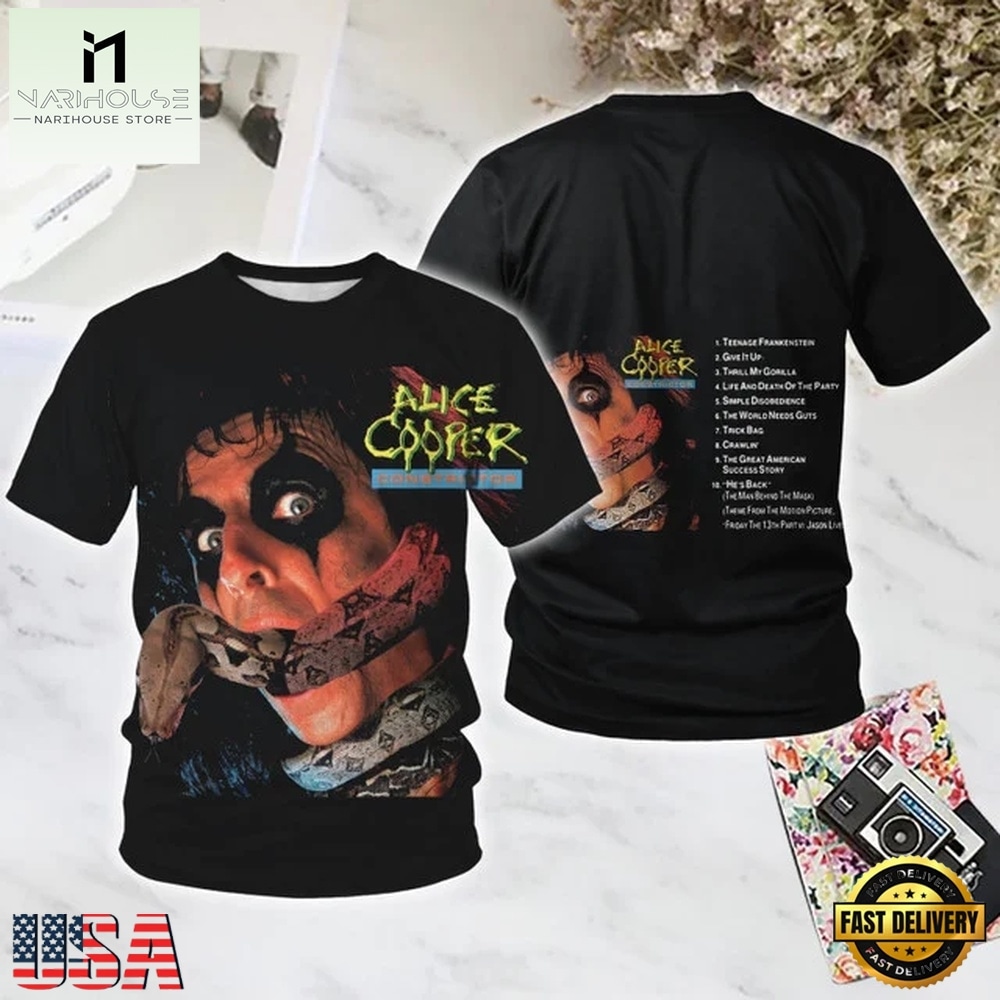 Alice Cooper Constrictor All Over Print T Shirt, Popular 3D Music Tee Alice Cooper Constrictor All Over Print T Shirt, Popular 3D Music Tee