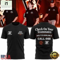 Anaheim Ducks Check On Your Teammates Black T Shirt, Hot 3D Shirt Trend Anaheim Ducks Check ON Your Teammates Black T Shirt