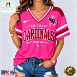 Arizona Cardinals 2026 NFL Pink Breast Cancer Awareness V neck T Shirt, Trendy NFL V Neck Tee Arizona Cardinals 2026 Nfl Pink Breast Cancer Awareness V Neck T Shirt