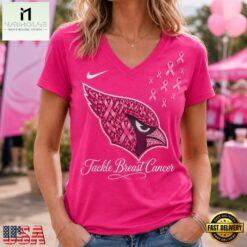 Arizona Cardinals 2026 NFL Tackle Breast Cancer V neck T Shirt, Trendy NFL V Neck Tee Arizona Cardinals 2026 Nfl Tackle Breast Cancer V Neck T Shirt