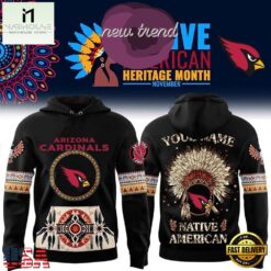 Arizona Cardinals Native American Heritage Month Custom Name Hoodie, Hot 3D Shirt Trend Arizona Cardinals Native American Heritage Month Custom Name Hoodie