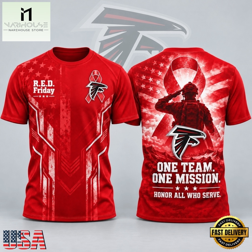 Atlanta Falcons NFL RED Friday One Team One Mission Patriotic Soldier Tribute T Shirt, NFL Sporty Shirt Atlanta Falcons NFL RED Friday One Team One Mission Patriotic Soldier Tribute T Shirt, NFL Sporty Shirt