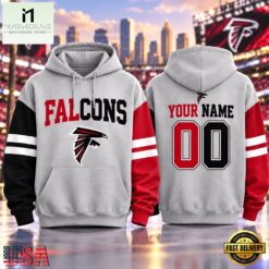Atlanta Falcons NFL Two Tone Colorblock Varsity Hoodie, NFL Sporty Shirt Atlanta Falcons Nfl Two Tone Colorblock Varsity Hoodie