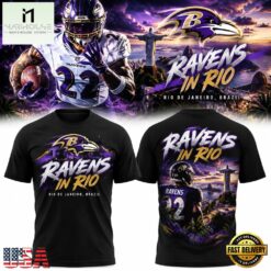 Baltimore Ravens In Rio De Janeiro Game PurpleRoadTrip 2026 T Shirt, Hot 3D Shirt Trend Baltimore Ravens IN Rio DE Janeiro Game Purpleroadtrip 2026 T Shirt