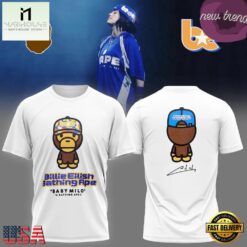 Billie Eilish x Bape 2026 Graphic White T Shirt, Popular 3D Music Tee Billie Eilish X Bape 2026 Graphic White T Shirt