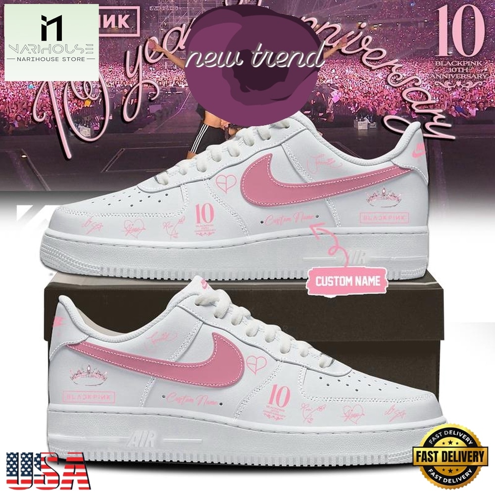 Black Pink 10TH ANNIVERSARY And COMEBACK 2026 White Air Force 1 Shoes Sneakers, Music Artist AF1 Shoes Black Pink 10TH ANNIVERSARY And COMEBACK 2026 White Air Force 1 Shoes Sneakers, Music Artist AF1 Shoes