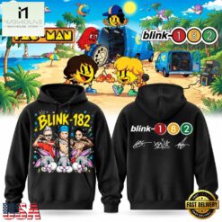 Blink 182 x PAC MAN Black Hoodie, Popular 3D Music Tee Blink 182 X Pac Man Black Hoodie