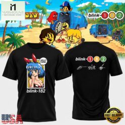Blink 182 x PAC MAN Black T Shirt, Popular 3D Music Tee Blink 182 X Pac Man Black T Shirt