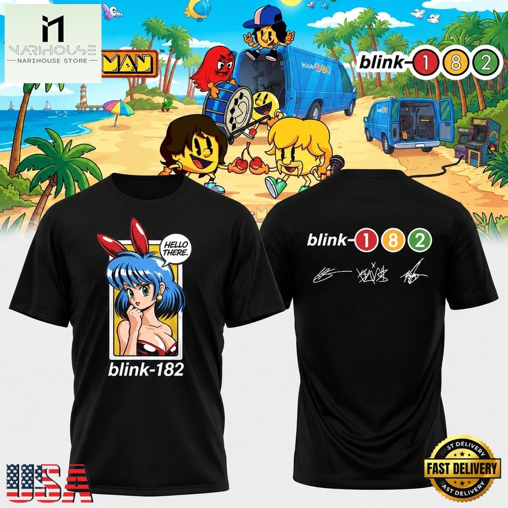 Blink 182 x PAC MAN Black T Shirt, Popular 3D Music Tee Blink 182 x PAC MAN Black T Shirt, Popular 3D Music Tee