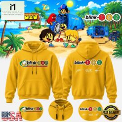 Blink 182 x PAC MAN Yellow Hoodie, Popular 3D Music Tee Blink 182 X Pac Man Yellow Hoodie