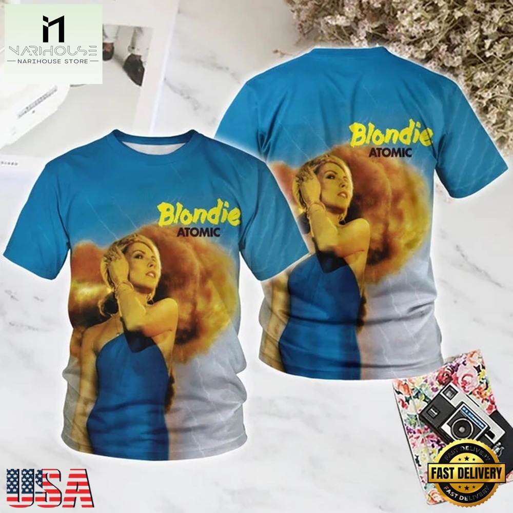 Blondie Atomic All Over Print T Shirt, Popular 3D Music Tee Blondie Atomic All Over Print T Shirt, Popular 3D Music Tee
