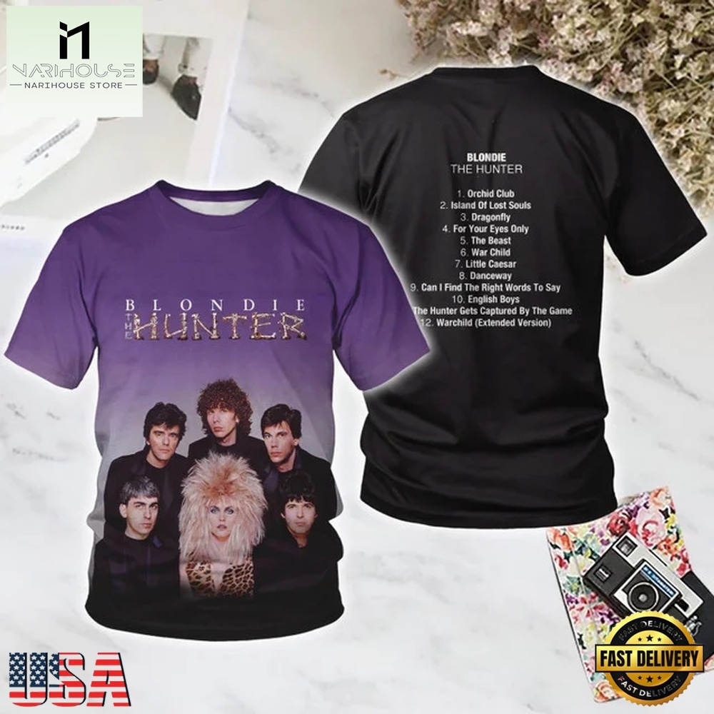 Blondie The Hunter All Over Print T Shirt, Popular 3D Music Tee Blondie The Hunter All Over Print T Shirt, Popular 3D Music Tee