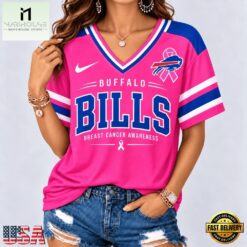 Buffalo Bills 2026 NFL Pink Breast Cancer Awareness V neck T Shirt, Trendy NFL V Neck Tee Buffalo Bills 2026 Nfl Pink Breast Cancer Awareness V Neck T Shirt