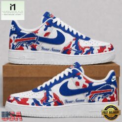 Buffalo Bills NFL Team Camo Air Force 1 Shoes Sneakers, NFL Team AF1 Shoes Buffalo Bills Nfl Team Camo Air Force 1 Shoes Sneakers