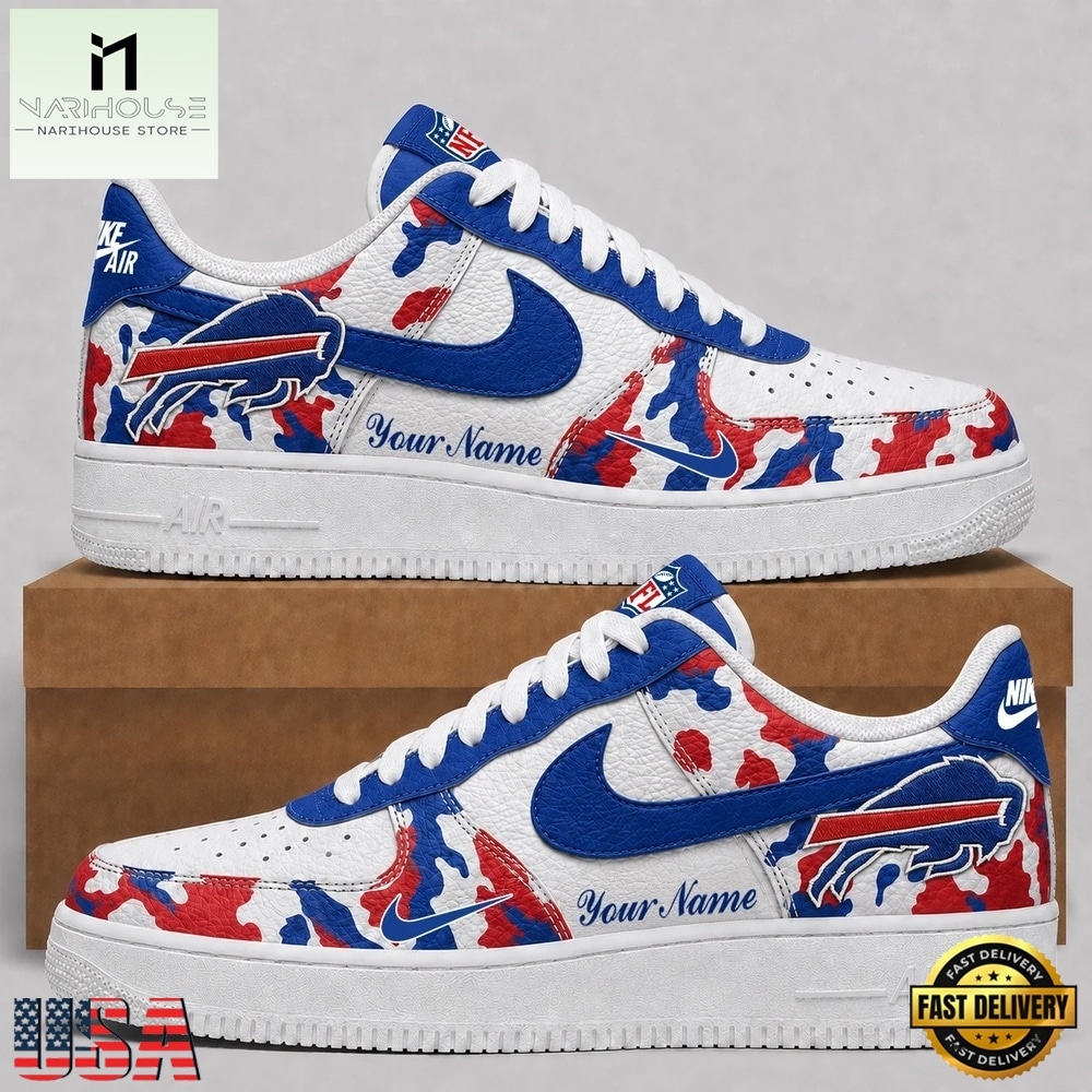 Buffalo Bills NFL Team Camo Air Force 1 Shoes Sneakers, NFL Team AF1 Shoes Buffalo Bills NFL Team Camo Air Force 1 Shoes Sneakers, NFL Team AF1 Shoes