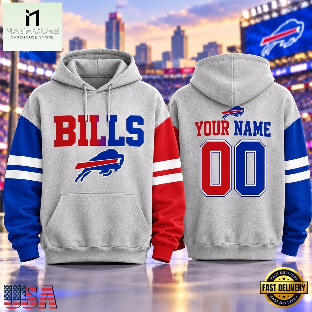 Buffalo Bills NFL Two Tone Colorblock Varsity Hoodie, NFL Sporty Shirt Buffalo Bills NFL Two Tone Colorblock Varsity Hoodie, NFL Sporty Shirt