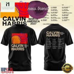 Calvin Harris North America Tour 2027 Graphic Black T Shirt, Popular 3D Music Tee Calvin Harris North America Tour 2027 Graphic Black T Shirt