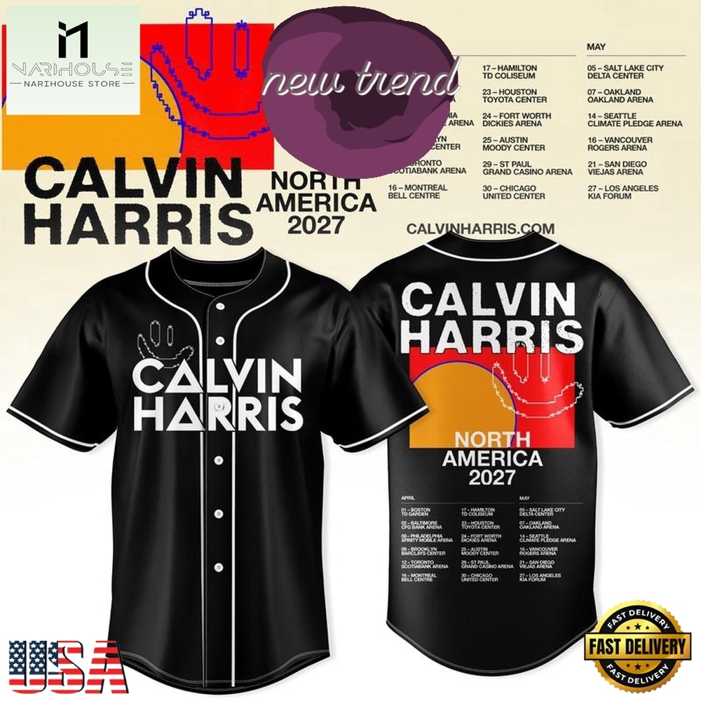 Calvin Harris North America Tour 2027 Limited Edition Baseball Jersey, Concert Baseball Jersey Calvin Harris North America Tour 2027 Limited Edition Baseball Jersey, Concert Baseball Jersey