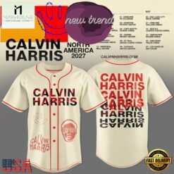 Calvin Harris North America Tour 2027 White Baseball Jersey, Concert Baseball Jersey Calvin Harris North America Tour 2027 White Baseball Jersey