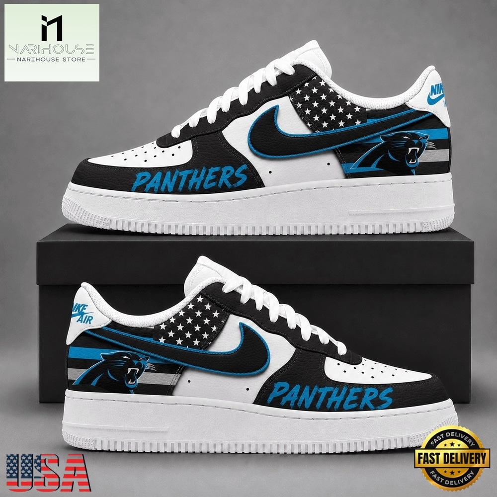 Carolina Panthers NFL American Flag Football Team Limited Air Force 1 Shoes Sneakers, NFL Team AF1 Shoes Carolina Panthers NFL American Flag Football Team Limited Air Force 1 Shoes Sneakers, NFL Team AF1 Shoes