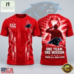Carolina Panthers NFL RED Friday One Team One Mission Patriotic Soldier Tribute T Shirt, NFL Sporty Shirt Carolina Panthers Nfl Red Friday One Team One Mission Patriotic Soldier Tribute T Shirt