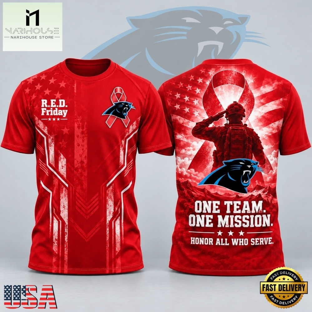 Carolina Panthers NFL RED Friday One Team One Mission Patriotic Soldier Tribute T Shirt, NFL Sporty Shirt Carolina Panthers NFL RED Friday One Team One Mission Patriotic Soldier Tribute T Shirt, NFL Sporty Shirt