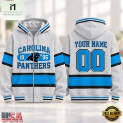 Carolina Panthers NFL Varsity Stripe Zip Hoodie, NFL Sporty Shirt Carolina Panthers Nfl Varsity Stripe Zip Hoodie