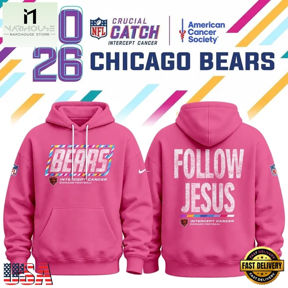 Chicago Bears Crucial Catch Follow Jesus 2026 Pink Hoodie, Hot 3D Shirt Trend Chicago Bears Crucial Catch Follow Jesus 2026 Pink Hoodie, Hot 3D Shirt Trend