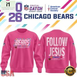 Chicago Bears Crucial Catch Follow Jesus 2026 Pink Sweatshirt, Hot 3D Shirt Trend Chicago Bears Crucial Catch Follow Jesus 2026 Pink Sweatshirt