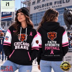 Chicago Bears NFL Breast Cancer Awareness Hoodie, Faith Strength Football 3D Shirt, NFL Sporty Shirt Chicago Bears Nfl Breast Cancer Awareness Hoodie Faith Strength Football 3D Shirt