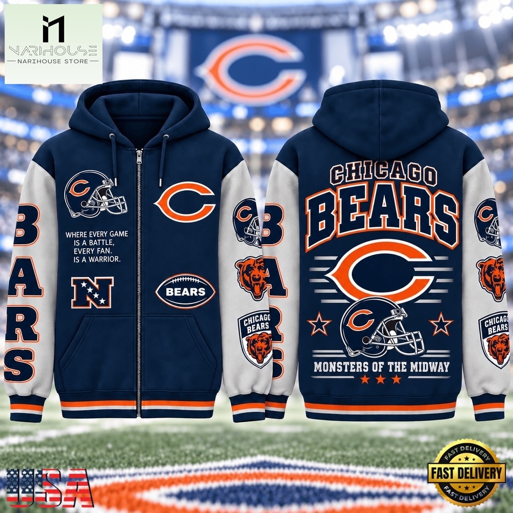 Chicago Bears NFL Gridiron Heritage Zip Hoodie, NFL Sporty Shirt Chicago Bears NFL Gridiron Heritage Zip Hoodie, NFL Sporty Shirt