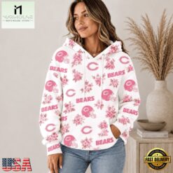 Chicago Bears NFL Pink Floral Team Pride Hoodie Shirt, NFL Sporty Shirt Chicago Bears Nfl Pink Floral Team Pride Hoodie Shirt