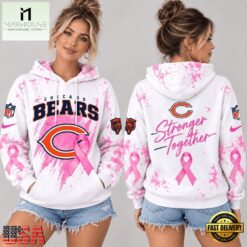 Chicago Bears NFL Pink Ribbon Stronger Together Breast Cancer Awareness Hoodie, NFL Sporty Shirt Chicago Bears Nfl Pink Ribbon Stronger Together Breast Cancer Awareness Hoodie