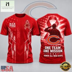 Chicago Bears NFL RED Friday One Team One Mission Patriotic Soldier Tribute T Shirt, NFL Sporty Shirt Chicago Bears Nfl Red Friday One Team One Mission Patriotic Soldier Tribute T Shirt