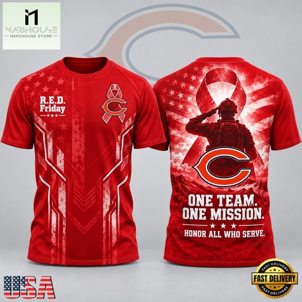 Chicago Bears NFL RED Friday One Team One Mission Patriotic Soldier Tribute T Shirt, NFL Sporty Shirt Chicago Bears NFL RED Friday One Team One Mission Patriotic Soldier Tribute T Shirt, NFL Sporty Shirt