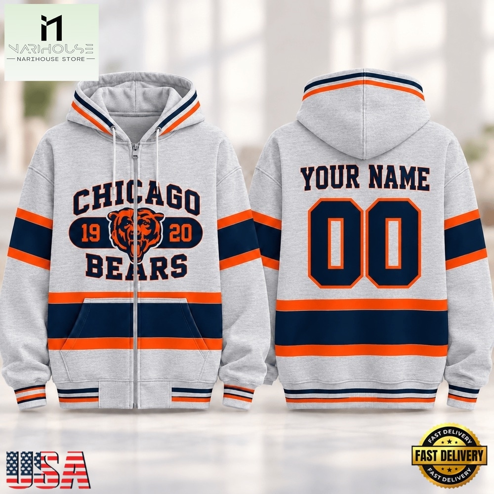 Chicago Bears NFL Varsity Stripe Zip Hoodie, NFL Sporty Shirt Chicago Bears NFL Varsity Stripe Zip Hoodie, NFL Sporty Shirt