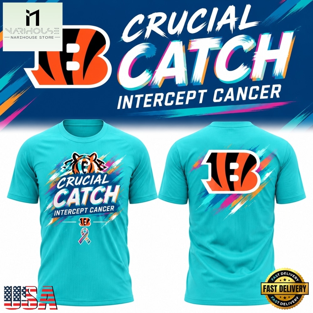 Cincinnati Bengals 2026 NFL Crucial Catch Blue T Shirt, Hot 3D Shirt Trend Cincinnati Bengals 2026 NFL Crucial Catch Blue T Shirt, Hot 3D Shirt Trend