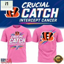 Cincinnati Bengals 2026 NFL Crucial Catch Pink T Shirt, Hot 3D Shirt Trend Cincinnati Bengals 2026 Nfl Crucial Catch Pink T Shirt