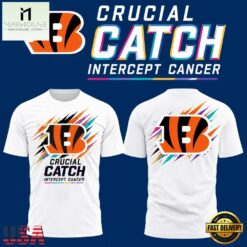 Cincinnati Bengals 2026 NFL Crucial Catch White T Shirt, Hot 3D Shirt Trend Cincinnati Bengals 2026 Nfl Crucial Catch White T Shirt