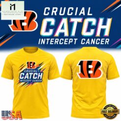 Cincinnati Bengals 2026 NFL Crucial Catch Yellow T Shirt, Hot 3D Shirt Trend Cincinnati Bengals 2026 Nfl Crucial Catch Yellow T Shirt