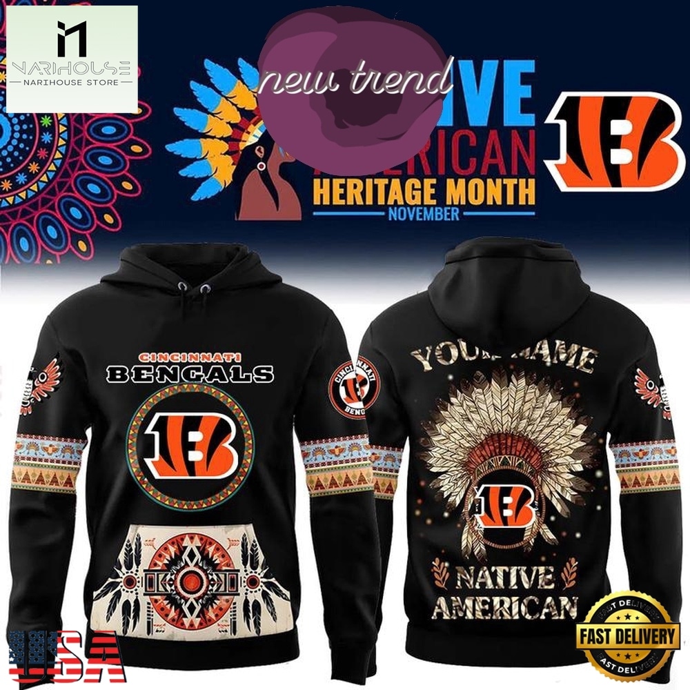 Cincinnati Bengals Native American Heritage Month Custom Name Hoodie, Hot 3D Shirt Trend Cincinnati Bengals Native American Heritage Month Custom Name Hoodie, Hot 3D Shirt Trend