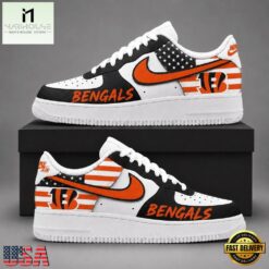Cincinnati Bengals NFL American Flag Football Team Limited Air Force 1 Shoes Sneakers, NFL Team AF1 Shoes Cincinnati Bengals Nfl American Flag Football Team Limited Air Force 1 Shoes Sneakers